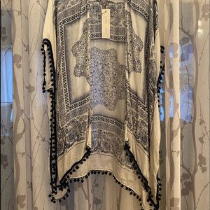 Anthropology style kimono - navy/white bandana print